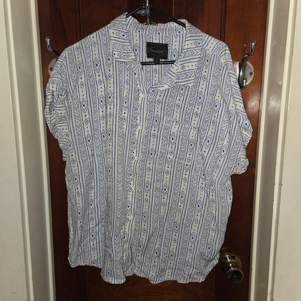 Blue and White Patterned Shirt